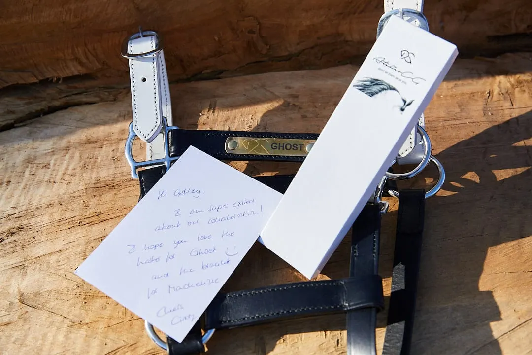 Hi Ashley, I am super excited about our collaboration! I hope you love the halter for Ghost and the bracelet for Mackenzie. Cheers, Cindy